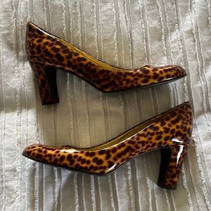 J. Crew Juliette Patent Leather Cheetah Print Heels